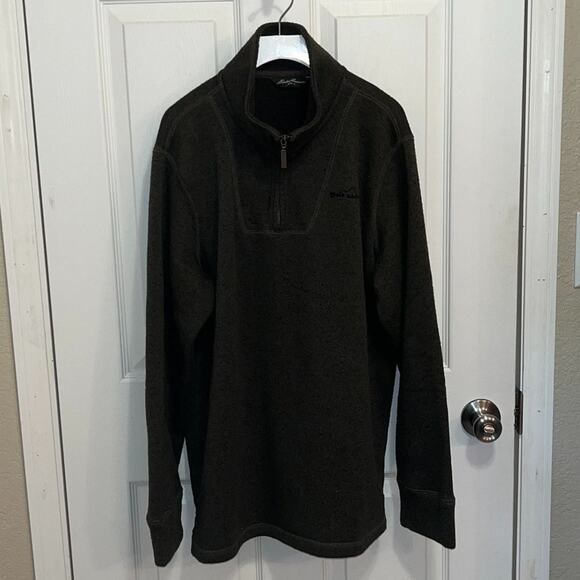Men's Eddie Bauer 1/4 zip fleece sweatshirt dark green size large - Picture 2 of 3
